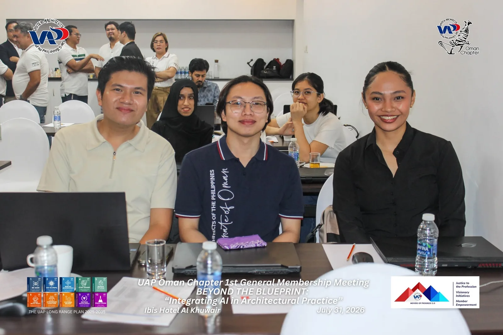 Architects attending the UAP Oman Chapter workshop working at their laptops